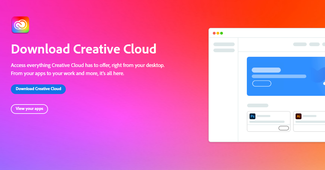 Adobe Creative Cloud download page